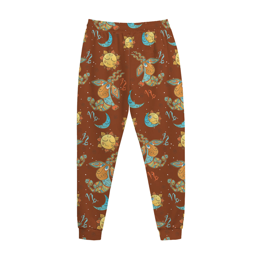 Cute Cartoon Capricorn Pattern Print Jogger Pants