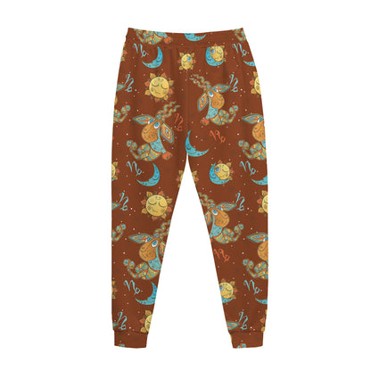 Cute Cartoon Capricorn Pattern Print Jogger Pants
