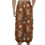 Cute Cartoon Capricorn Pattern Print Lantern Pants