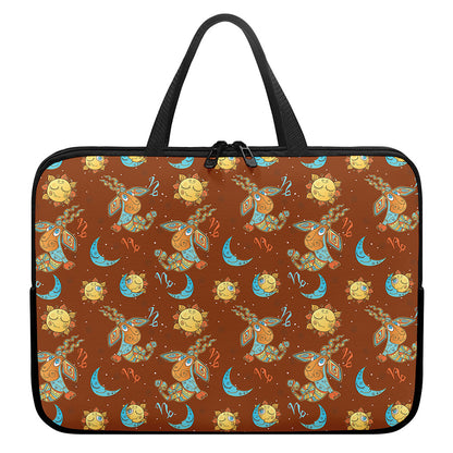 Cute Cartoon Capricorn Pattern Print Laptop Sleeve With Handle