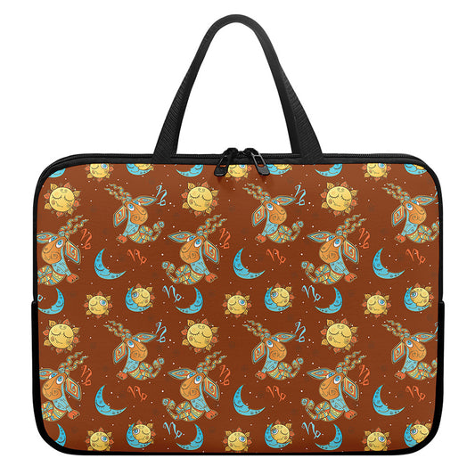 Cute Cartoon Capricorn Pattern Print Laptop Sleeve With Handle