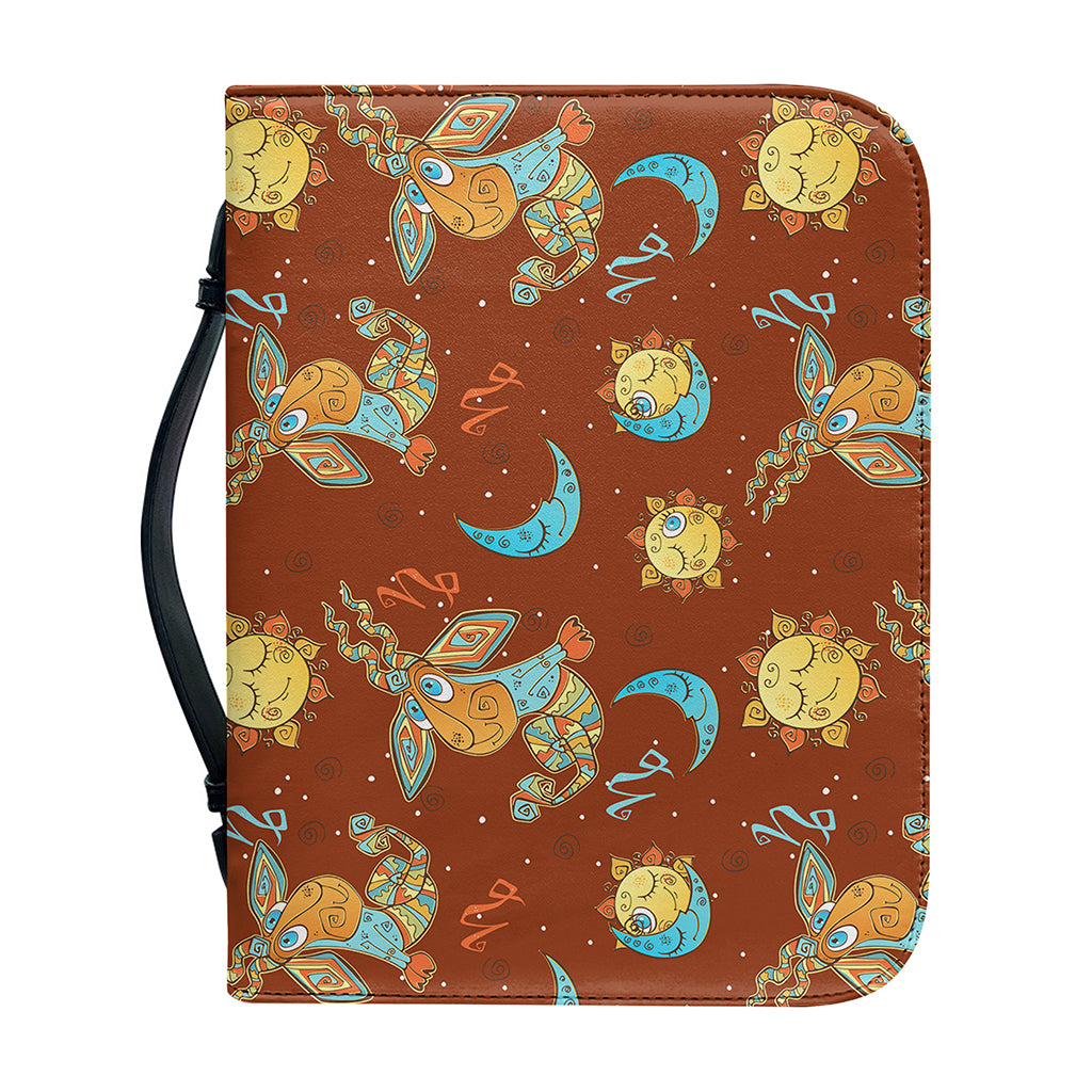 Cute Cartoon Capricorn Pattern Print Leather Bible Cover