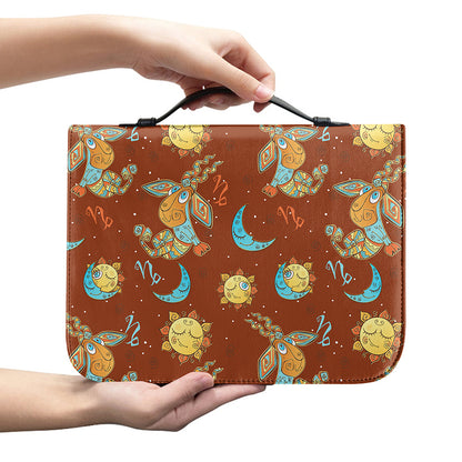 Cute Cartoon Capricorn Pattern Print Leather Bible Cover