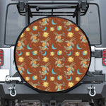 Cute Cartoon Capricorn Pattern Print Leather Spare Tire Cover