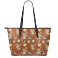 Cute Cartoon Capricorn Pattern Print Leather Tote Bag With Zipper