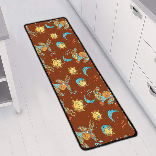 Cute Cartoon Capricorn Pattern Print Long Kitchen Mat