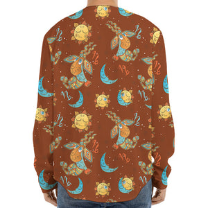 Cute Cartoon Capricorn Pattern Print Long Sleeve Baseball Jersey