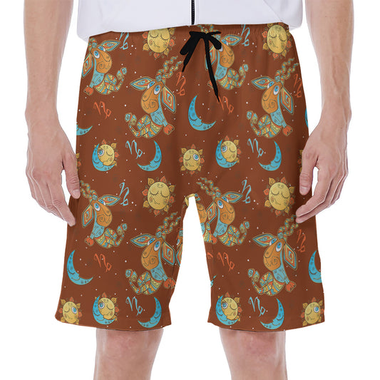 Cute Cartoon Capricorn Pattern Print Men's Beach Shorts