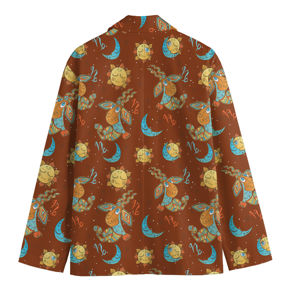 Cute Cartoon Capricorn Pattern Print Men's Blazer