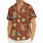 Cute Cartoon Capricorn Pattern Print Men's Deep V-Neck Shirt