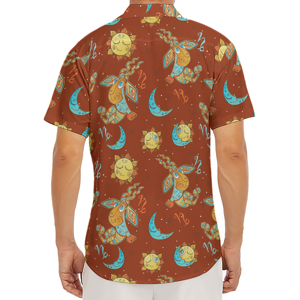 Cute Cartoon Capricorn Pattern Print Men's Deep V-Neck Shirt