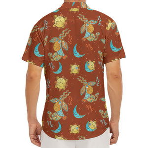 Cute Cartoon Capricorn Pattern Print Men's Deep V-Neck Shirt