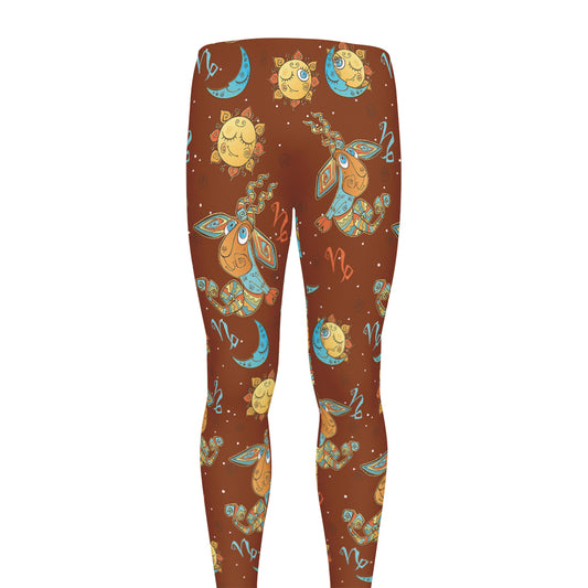 Cute Cartoon Capricorn Pattern Print Men's leggings