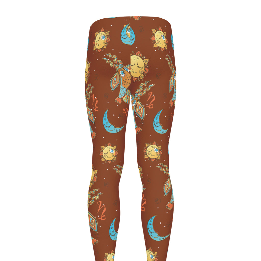 Cute Cartoon Capricorn Pattern Print Men's leggings