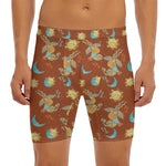 Cute Cartoon Capricorn Pattern Print Men's Long Boxer Briefs