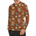 Cute Cartoon Capricorn Pattern Print Men's Long Sleeve Rash Guard