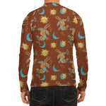 Cute Cartoon Capricorn Pattern Print Men's Long Sleeve Rash Guard