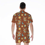 Cute Cartoon Capricorn Pattern Print Men's Rompers