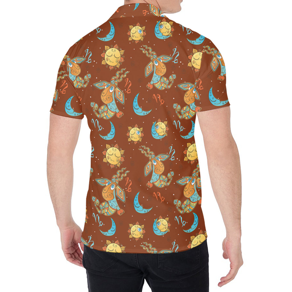 Cute Cartoon Capricorn Pattern Print Men's Shirt