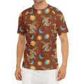 Cute Cartoon Capricorn Pattern Print Men's Short Sleeve Rash Guard
