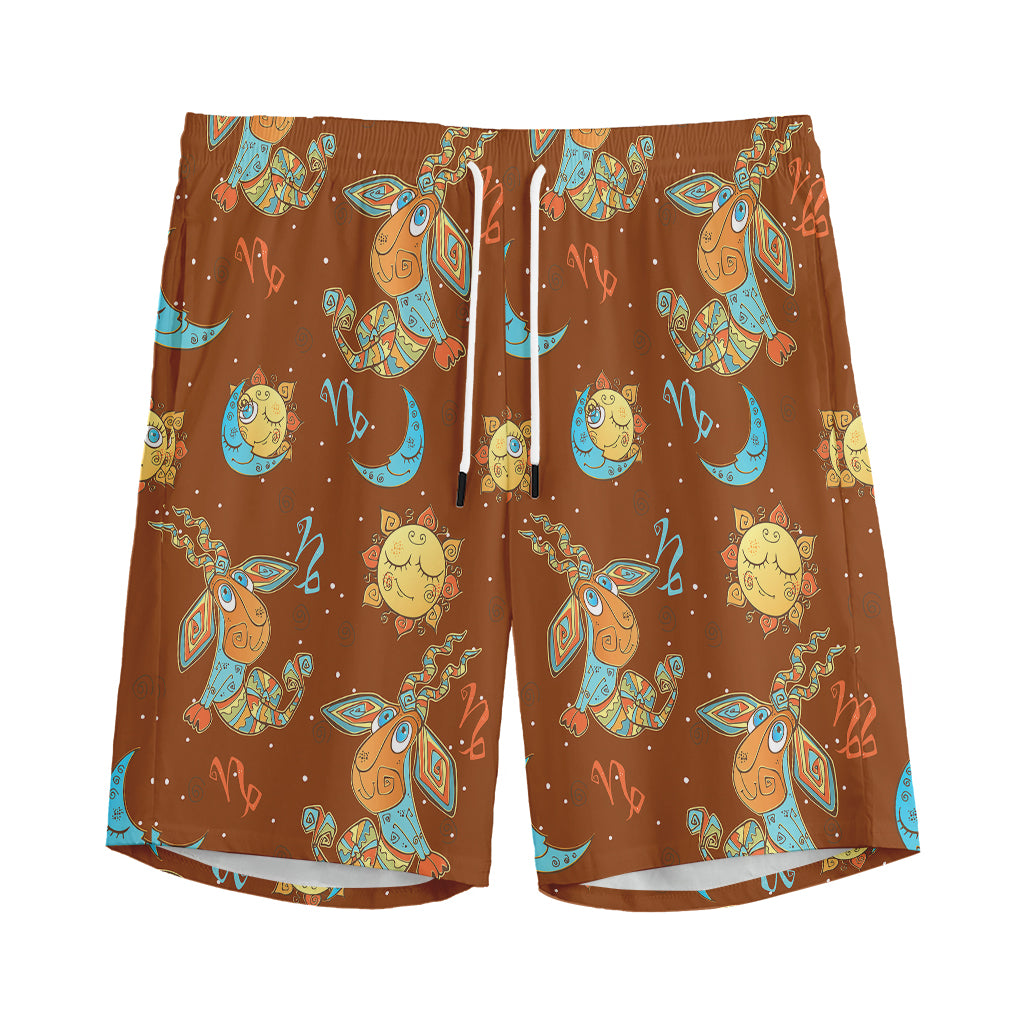 Cute Cartoon Capricorn Pattern Print Men's Sports Shorts