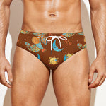Cute Cartoon Capricorn Pattern Print Men's Swim Briefs