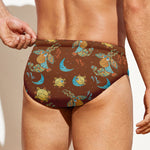 Cute Cartoon Capricorn Pattern Print Men's Swim Briefs