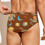 Cute Cartoon Capricorn Pattern Print Men's Swim Briefs