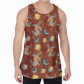 Cute Cartoon Capricorn Pattern Print Men's Velvet Tank Top