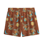 Cute Cartoon Capricorn Pattern Print Mesh Shorts