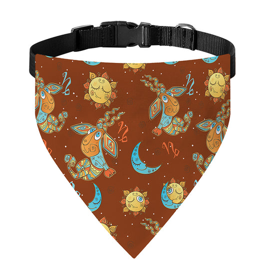 Cute Cartoon Capricorn Pattern Print Over The Collar Dog Bandana