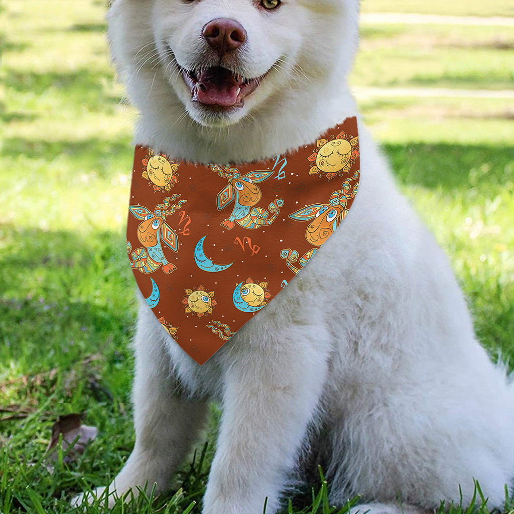 Cute Cartoon Capricorn Pattern Print Over The Collar Dog Bandana