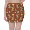 Cute Cartoon Capricorn Pattern Print Pencil Mini Skirt