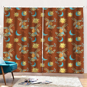 Cute Cartoon Capricorn Pattern Print Pencil Pleat Curtains