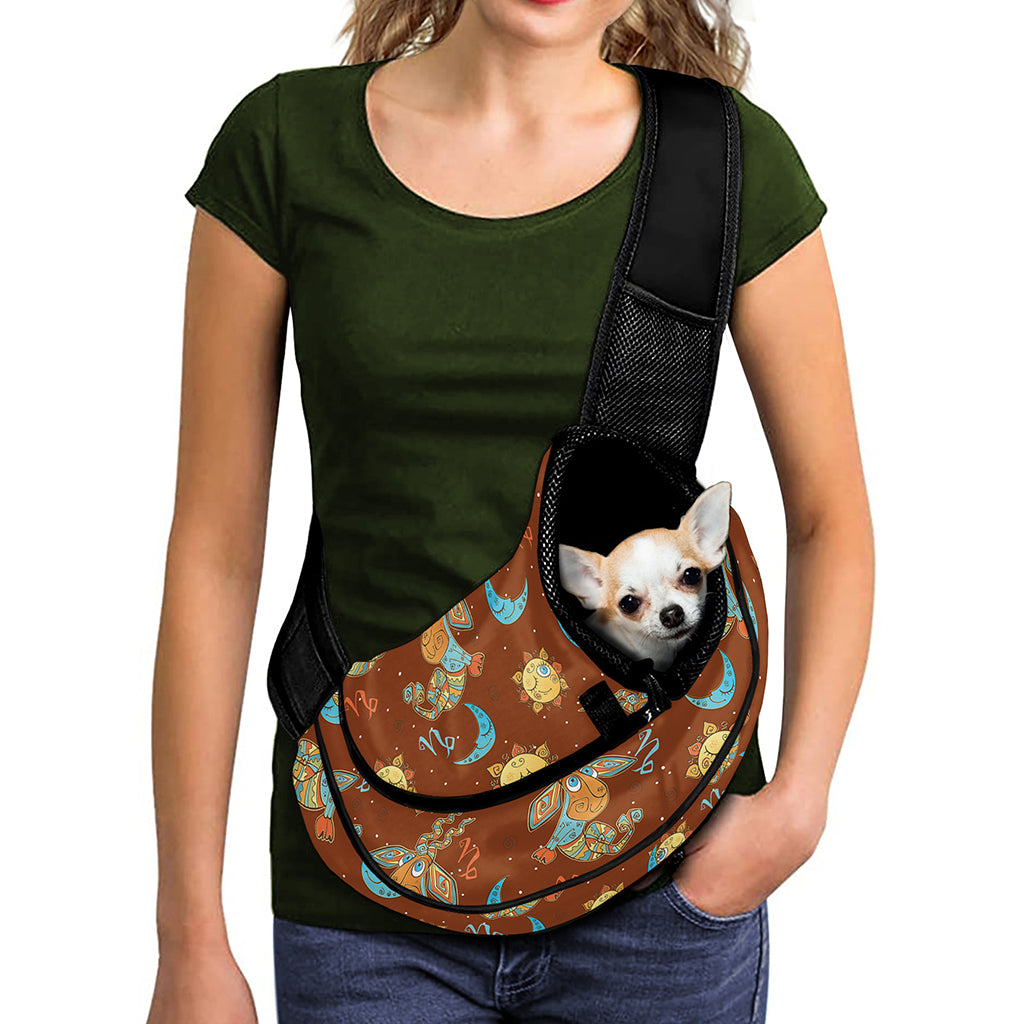 Cute Cartoon Capricorn Pattern Print Pet Sling Carrier
