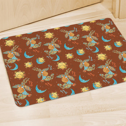 Cute Cartoon Capricorn Pattern Print Polyester Doormat
