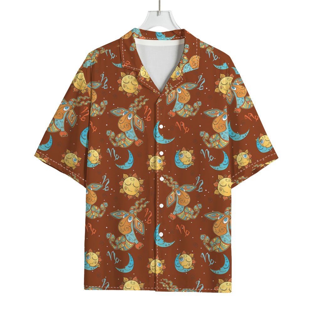 Cute Cartoon Capricorn Pattern Print Rayon Hawaiian Shirt