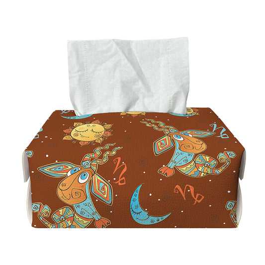 Cute Cartoon Capricorn Pattern Print Rectangle Tissue Box Cover