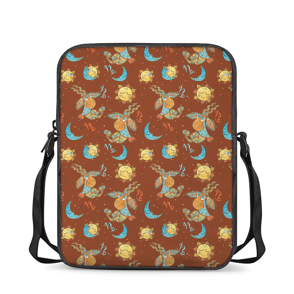 Cute Cartoon Capricorn Pattern Print Rectangular Crossbody Bag