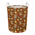 Cute Cartoon Capricorn Pattern Print Round Laundry Basket