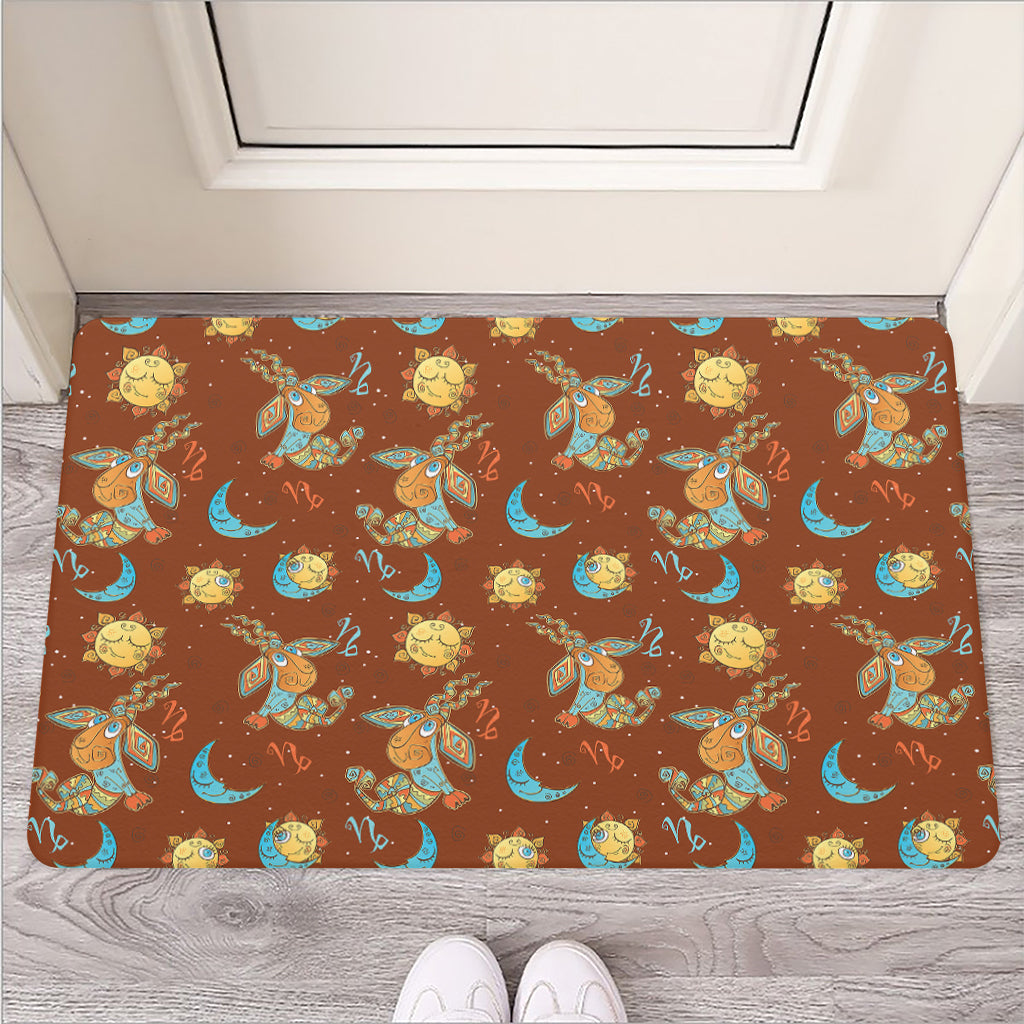 Cute Cartoon Capricorn Pattern Print Rubber Doormat