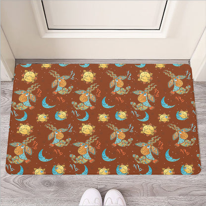 Cute Cartoon Capricorn Pattern Print Rubber Doormat
