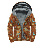 Cute Cartoon Capricorn Pattern Print Sherpa Lined Zip Up Hoodie