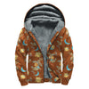 Cute Cartoon Capricorn Pattern Print Sherpa Lined Zip Up Hoodie