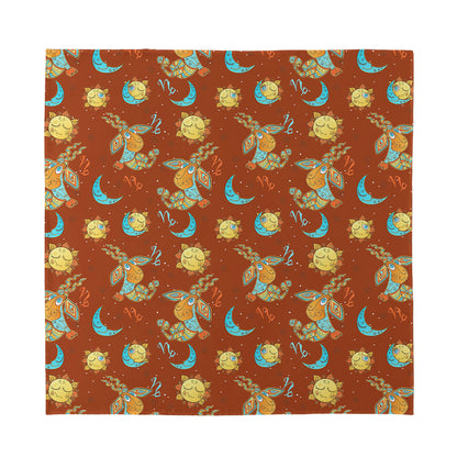 Cute Cartoon Capricorn Pattern Print Silk Bandana