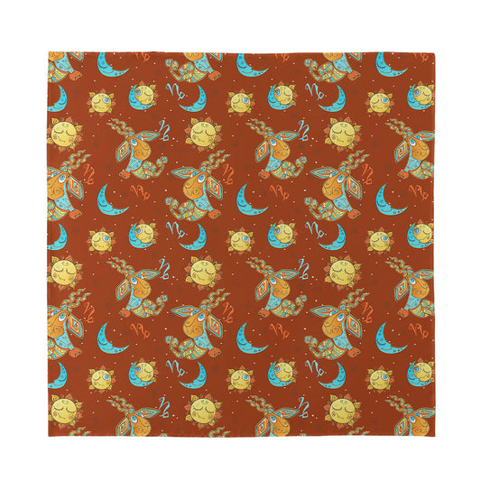 Cute Cartoon Capricorn Pattern Print Silk Bandana