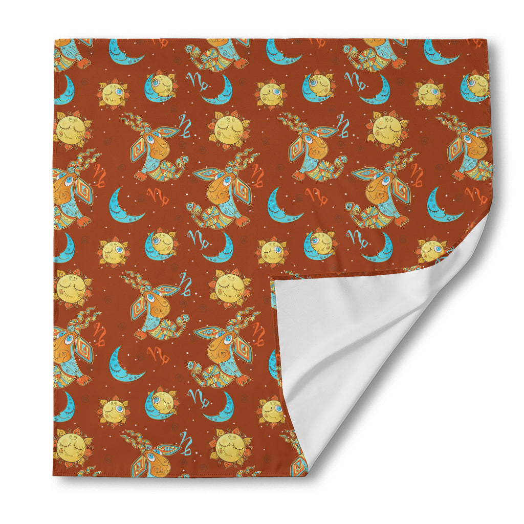 Cute Cartoon Capricorn Pattern Print Silk Bandana