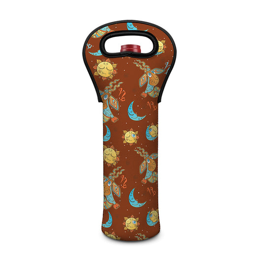 Cute Cartoon Capricorn Pattern Print Single Neoprene Wine Tote