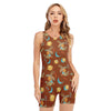 Cute Cartoon Capricorn Pattern Print Sleeveless One Piece Swimsuit