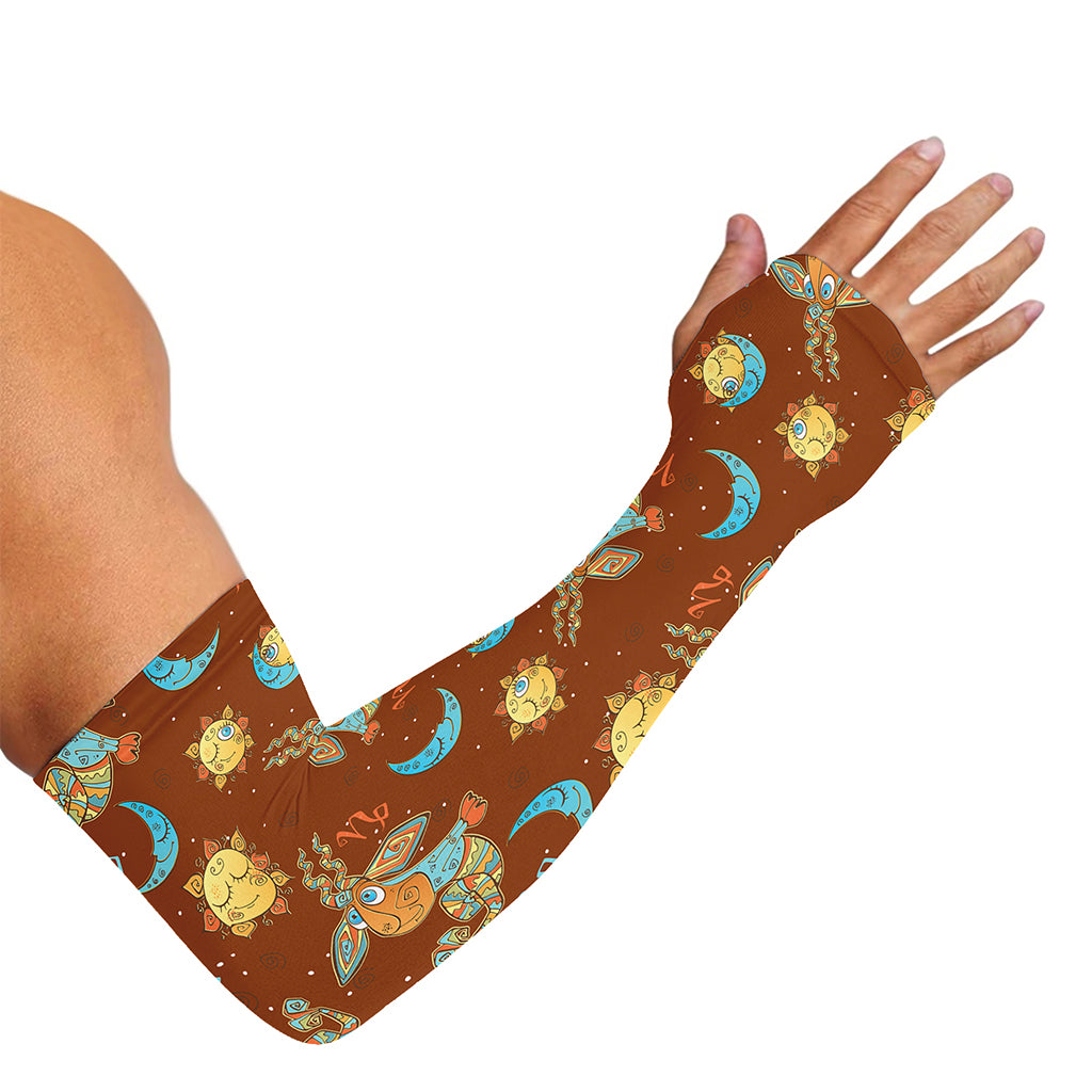 Cute Cartoon Capricorn Pattern Print Sun Protection Arm Sleeves